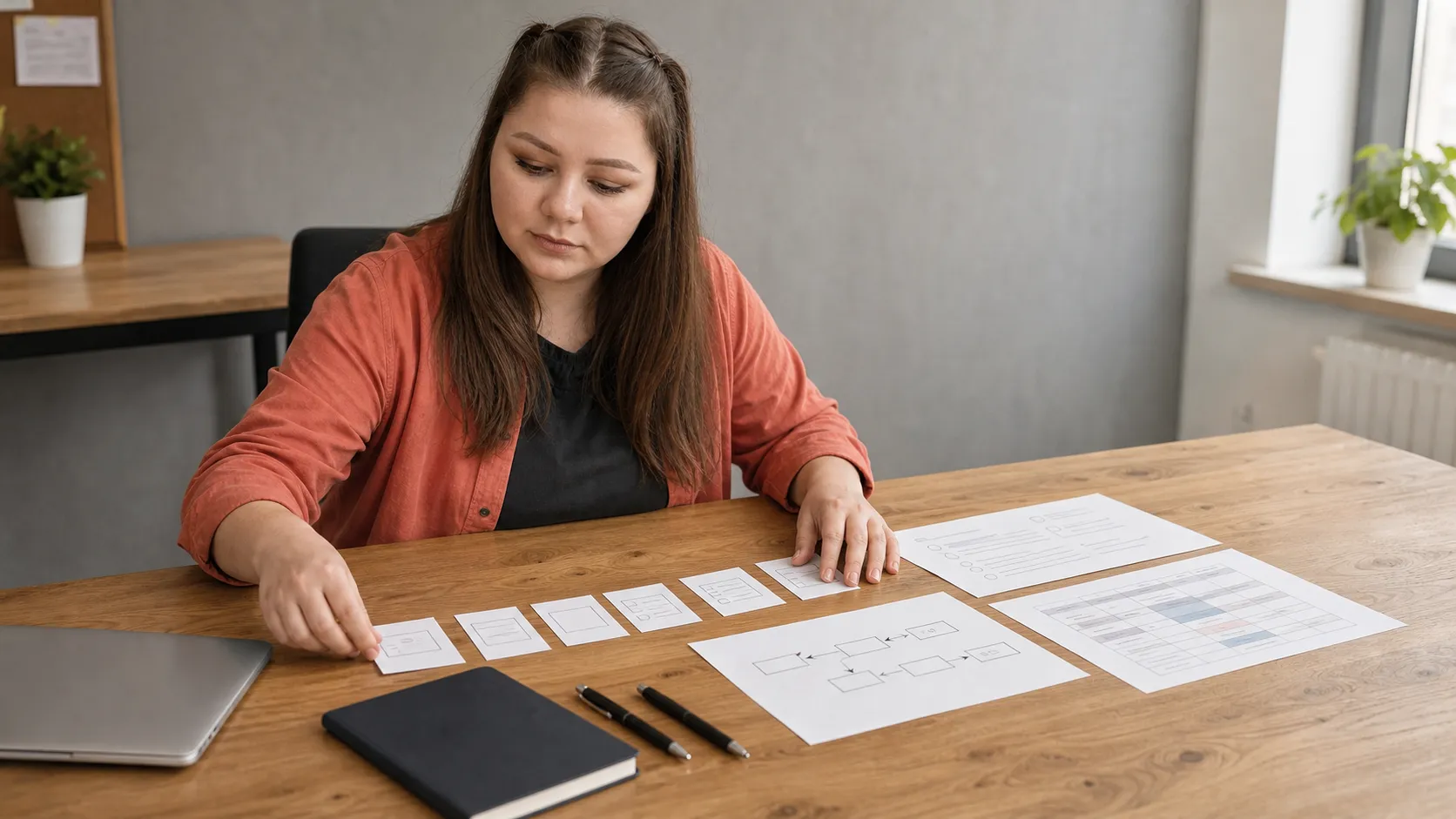 Polina arranging practical course exercises and process documents